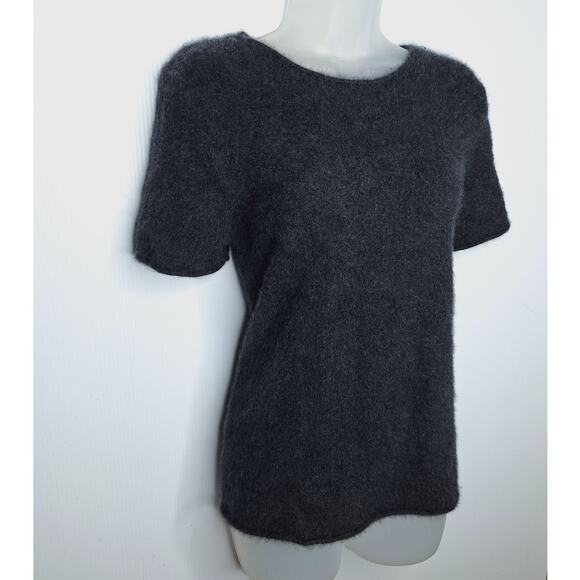 Theory Tolleree Cashmere Sweater Short Sleeve T-shirt XL Dark Charcoal Career - Picture 3 of 10